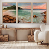 53831025-MGV-CV-36X24-Coastal Landscape Wall Art – Tropical Beach Ocean Canvas Print, Sunset Mountain View Photography Decor for Living Room, Bedroom,