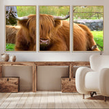 68411138-MGV-CV-36X24-Farmhouse Wall Art – Highland Cow Canvas Print, Rustic Country Cattle Photography Decor for Bedroom, Living Room, Office, Ranch,