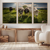 67277447-MGV-FC-60X30-3P_Natural-Farmhouse Wall Art – Herd of Cows Canvas Print, Rustic Country Pasture Photography Decor for Bedroom, Living Room, Office, Ranch,