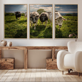 67277447-MGV-FC-60X30-3P_Natural-Farmhouse Wall Art – Herd of Cows Canvas Print, Rustic Country Pasture Photography Decor for Bedroom, Living Room, Office, Ranch,