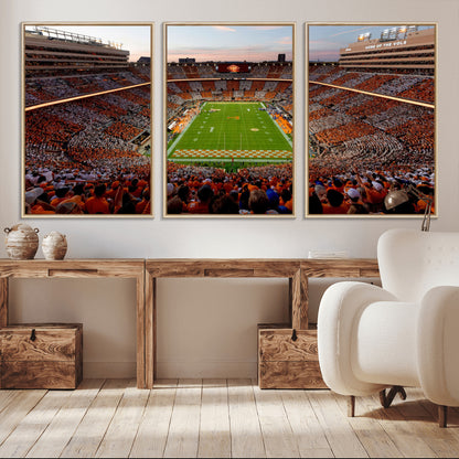 37160229-MGV-CV-36X24-Neyland Stadium Wall Art – Panoramic Tennessee Volunteers Sunset Canvas Print, Checkerboard Crowd Football Game Day Decor for