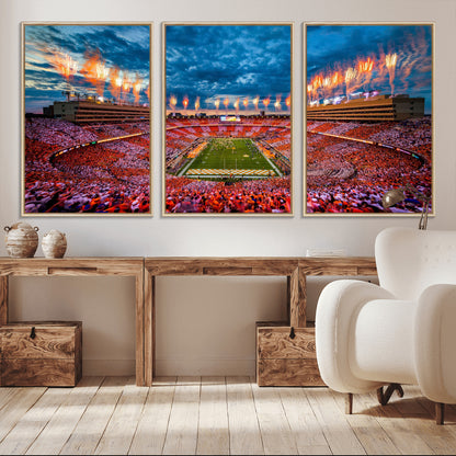 94266219-MGV-CV-36X24-Neyland Stadium Wall Art – Panoramic Tennessee Volunteers Checkerboard Crowd Fireworks Canvas Print, Football Game Day Sports