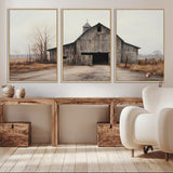 90499-MGV-CV-36X24-Old Barn Wall Art Canvas Print, Framed Rustic Barn Art Picture Print, Abandoned Farm Perfect Rustic Farmhouse Decor Artwork