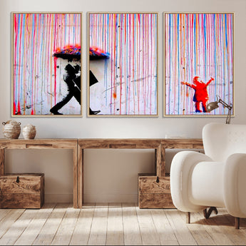 69505-MGV-CV-36X24-Graffiti Girl Wall Art Canvas Print, Framed Urban Contrast Art Picture Print, Vibrant Graffiti Perfect Urban Pop Decor Artwork