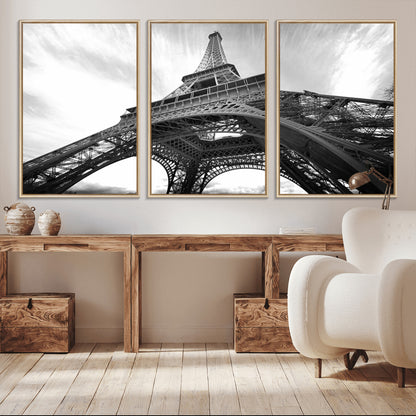 40006-MGV-CV-36X24-Eiffel Tower Wall Art – Black and White Architectural Photo Print, Paris Inspired Decor for Bedroom, Office, Studio or Modern