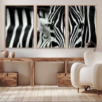 43631-MGV-CV-36X24-Zebra Wall Art – Black & White Safari Wildlife Canvas Print, Modern Animal Photography Decor for Living Room, Office, or Bedroom