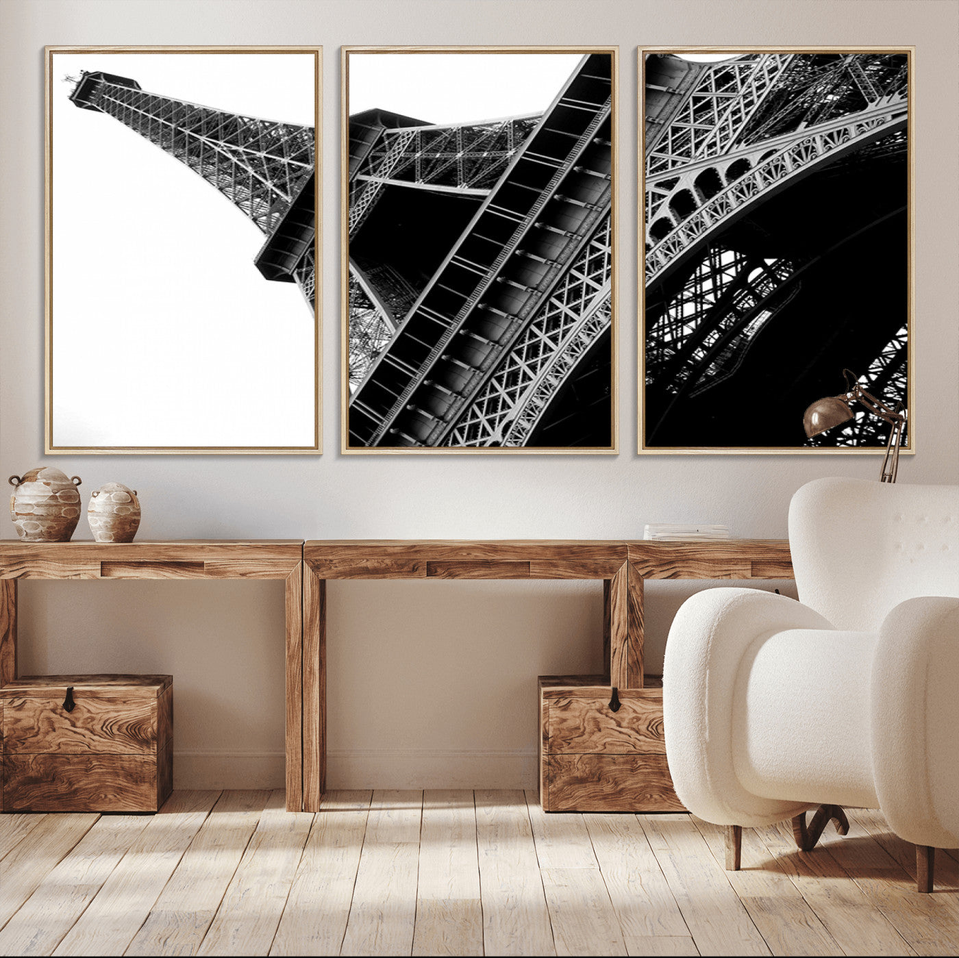 89033-MGV-CV-36X24-Eiffel Tower Wall Art – Dramatic Black and White Architectural Canvas Print, Modern Paris Decor for Office, Living Room or