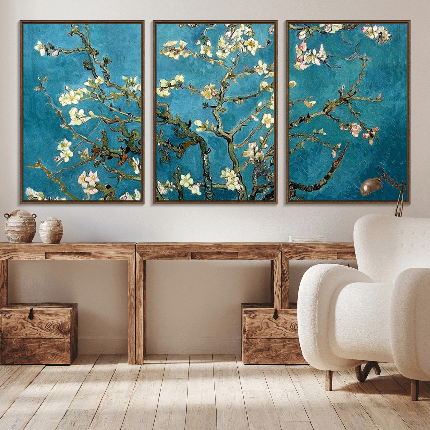 91714-MGV-CV-36X24-Almond Blossoms Wall Art – Handcrafted Van Gogh Inspired Floral Canvas Print, Beautiful Nature Decor for Living Room, Bedroom, or