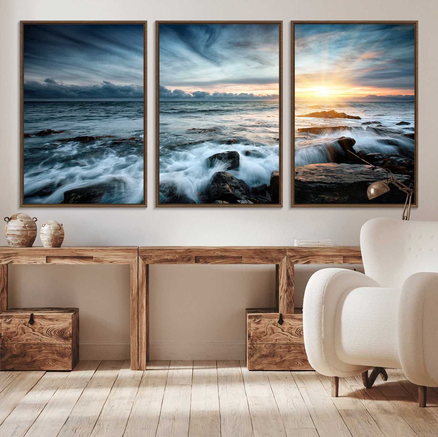 33428-MGV-CV-36X24-Ocean Sunrise Wall Art – Serene Seascape Canvas Print, Coastal Home or Office Decor, Perfect for Living Room, Bedroom, or Study