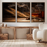 92305-MGV-CV-36X24-Whiskey & Cigar Wall Art – Moody Whiskey and Cigar Canvas Print, Sophisticated Bar or Home Lounge Decor for Office, Man Cave or