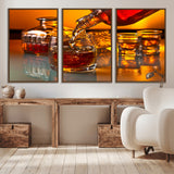 18250-MGV-CV-36X24-Whiskey Pour Wall Art – Captivating Whiskey Splash Canvas Print, Elegant Bar or Home Lounge Decor for Office, Man Cave or Living