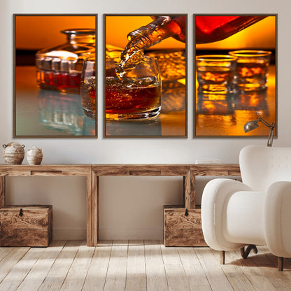 18250-MGV-CV-36X24-Whiskey Pour Wall Art – Captivating Whiskey Splash Canvas Print, Elegant Bar or Home Lounge Decor for Office, Man Cave or Living