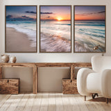 71849-MGV-CV-36X24-Sunrise Ocean Beach Wall Art – Serene Seascape Canvas Print with Gentle Waves, Coastal Nature Decor for Bedroom, Living Room or