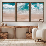 39236-MGV-CV-36X24-Ocean Beach Wall Art – Aerial View of Waves and Sand Canvas Print, Coastal Home Decor for Living Room, Bedroom, Office or Beach