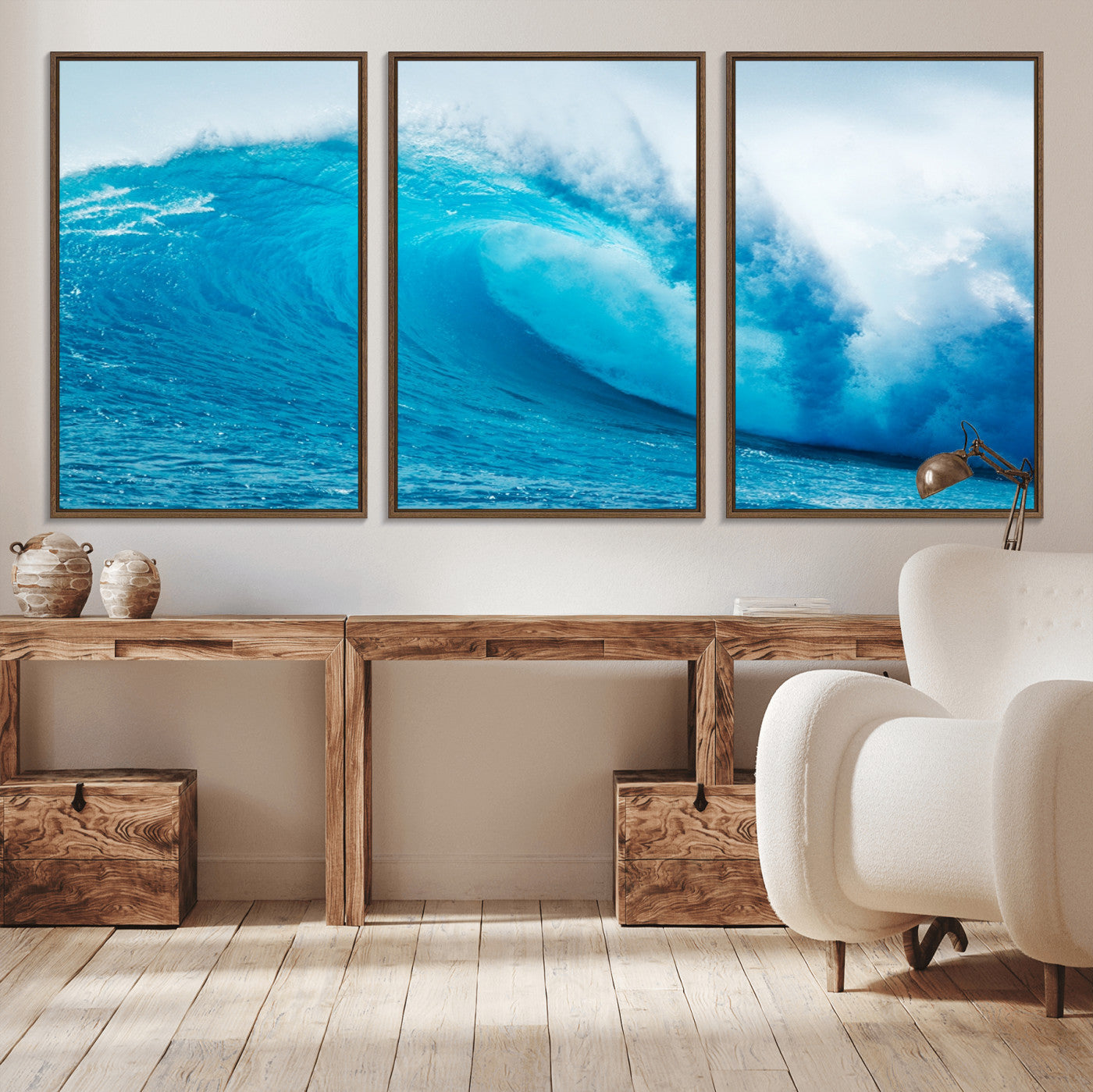 13117-MGV-CV-36X24-Ocean Wave Wall Art – Dynamic Blue Surf Canvas Print, Coastal Beach Decor for Living Room, Bathroom, Office, or Beach House