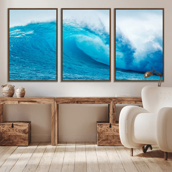 13117-MGV-CV-36X24-Ocean Wave Wall Art – Dynamic Blue Surf Canvas Print, Coastal Beach Decor for Living Room, Bathroom, Office, or Beach House