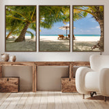 83601-MGV-CV-36X24-Tropical Beach Wall Art – Serene Palm Trees and Lounge Chairs Canvas Print, Relaxing Coastal Decor for Living Room, Bedroom or