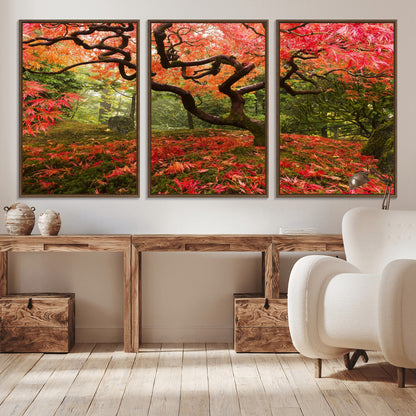 73343-MGV-CV-36X24-Autumn Maple Wall Art – Panoramic Vibrant Red Maple Tree Canvas Print, Seasonal Nature Decor for Office, Living Room or Garden