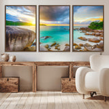 23769-MGV-CV-36X24-Tropical Beach Sunset Wall Art – Serene Ocean Canvas Print, Coastal Landscape Decor for Living Room, Bedroom or Office, Peaceful