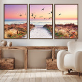 54411-MGV-CV-36X24-Coastal Path Sunrise Wall Art – Serene Ocean Canvas Print, Beach Landscape Decor for Living Room, Bedroom or Office, Peaceful