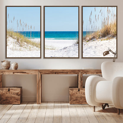 58498-MGV-CV-36X24-White Sandy Beach Wall Art – Panoramic Coastal Canvas Print, Ocean View Decor for Living Room, Bedroom, Office, Relaxing Seaside