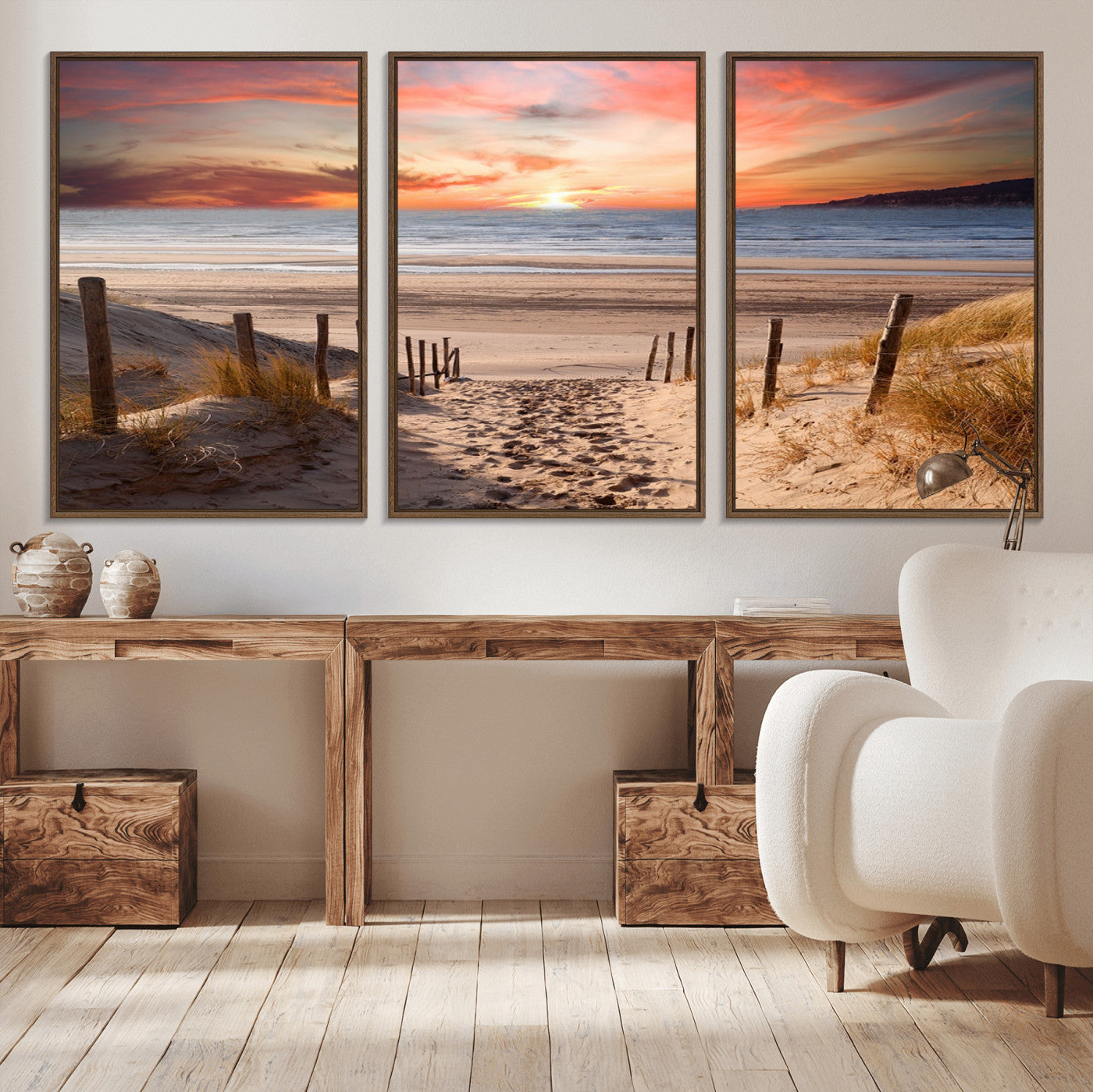 78111-MGV-CV-36X24-Sunset Pathway Wall Art – Panoramic Coastal Canvas Print, Tranquil Beach Decor for Living Room, Office or Bedroom