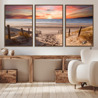 78111-MGV-CV-36X24-Sunset Pathway Wall Art – Panoramic Coastal Canvas Print, Tranquil Beach Decor for Living Room, Office or Bedroom