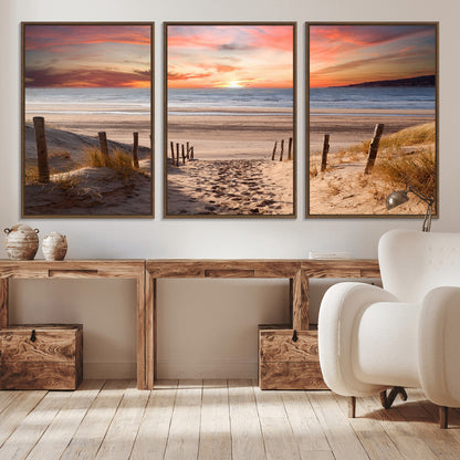 78111-MGV-CV-36X24-Sunset Pathway Wall Art – Panoramic Coastal Canvas Print, Tranquil Beach Decor for Living Room, Office or Bedroom