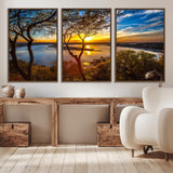 71863-MGV-CV-36X24-Lake Sunset Wall Art – Scenic Nature Canvas Print with Trees and Golden Sky, Serene Landscape Decor for Living Room, Bedroom or