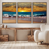 83389-MGV-CV-36X24-Ocean Sunrise Wall Art – Vibrant Beach Waves Canvas Print, Coastal Seascape Decor for Living Room or Office
