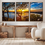 66839-MGV-CV-36X24-Lake Sunset Wall Art – Golden Hour Canvas Print with Trees and Water Reflection, Scenic Landscape Photography for Living Room,