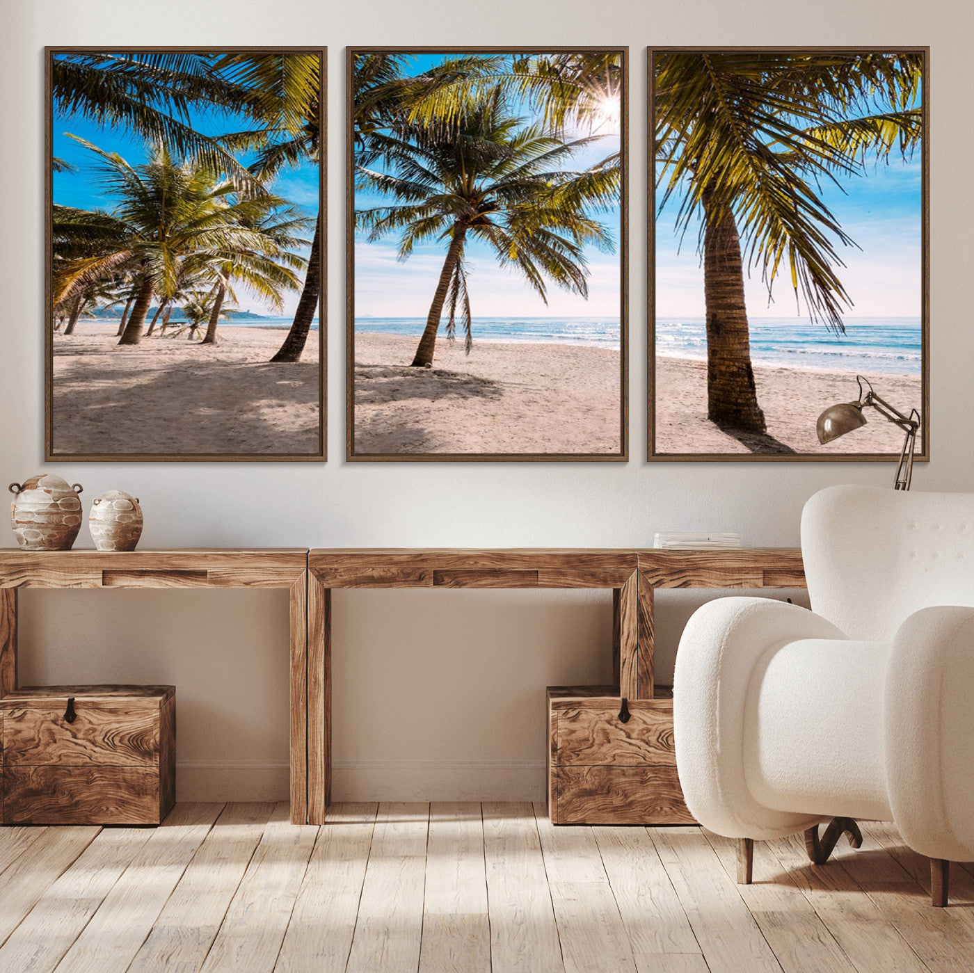 98175-MGV-CV-36X24-Tropical Palm Beach Wall Art – Relaxing Ocean Shore Canvas Print with Palm Trees, Coastal Summer Decor for Living Room, Bedroom or