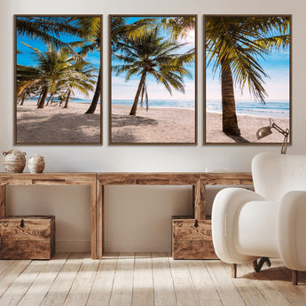 98175-MGV-CV-36X24-Tropical Palm Beach Wall Art – Relaxing Ocean Shore Canvas Print with Palm Trees, Coastal Summer Decor for Living Room, Bedroom or