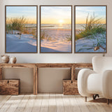 48907-MGV-CV-36X24-Beach Sunset Wall Art – Coastal Sand Dunes and Ocean View Canvas Print, Serene Seaside Landscape Painting for Living Room, Bedroom