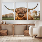 64824-MGV-CV-36X24-Highland Cow Wall Art – Rustic Scottish Bull Canvas Print, Farmhouse Animal Decor for Living Room, Bedroom, Office or Cabin