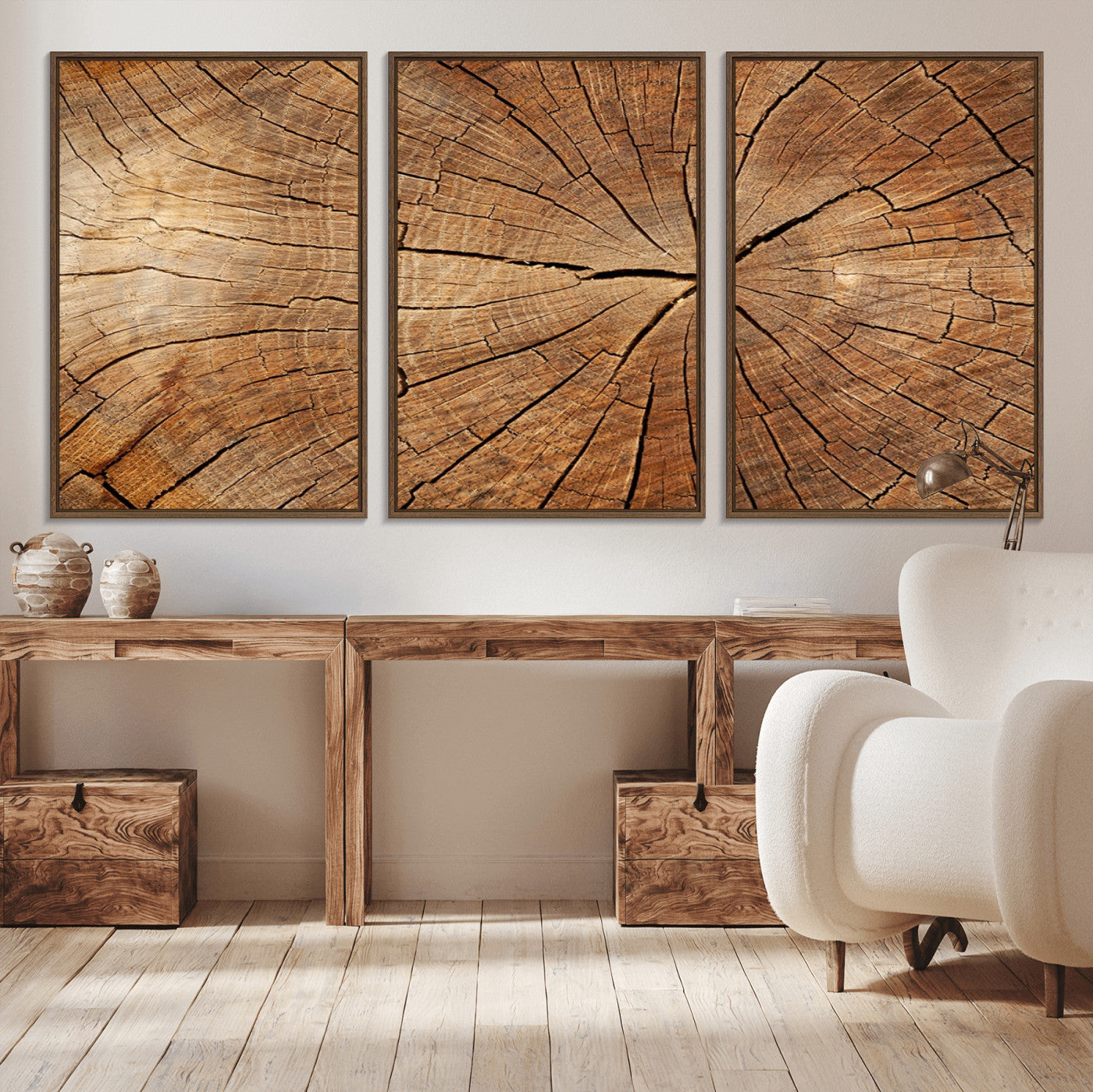 61710-MGV-CV-36X24-Tree Rings Wall Art – Rustic Wood Grain Canvas Print of Tree Trunk Cross Section, Nature Inspired Decor for Cabin, Office, Living