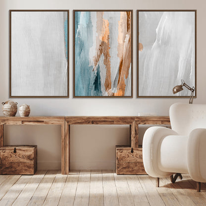 66154-MGV-CV-36X24-Abstract Brushstroke Wall Art – Modern Teal and Gold Canvas Print, Minimalist Contemporary Painting for Living Room, Bedroom, or