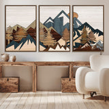 67950-MGV-CV-36X24-Modern Wood Wall Art Canvas Print, Framed Mountain Range Art Picture Print, Wood Mountain Range Perfect Rustic Decor Artwork