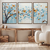 59455-MGV-CV-36X24-Butterfly Tree Branch Wall Art – Blue and Yellow Abstract Canvas Print, Modern Nature Artwork for Living Room, Bedroom or Office