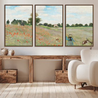 74890-MGV-CV-36X24-Monet Poppy Field Wall Art – Impressionist Landscape Canvas Print, Classic French Artwork for Living Room, Bedroom or Office Decor