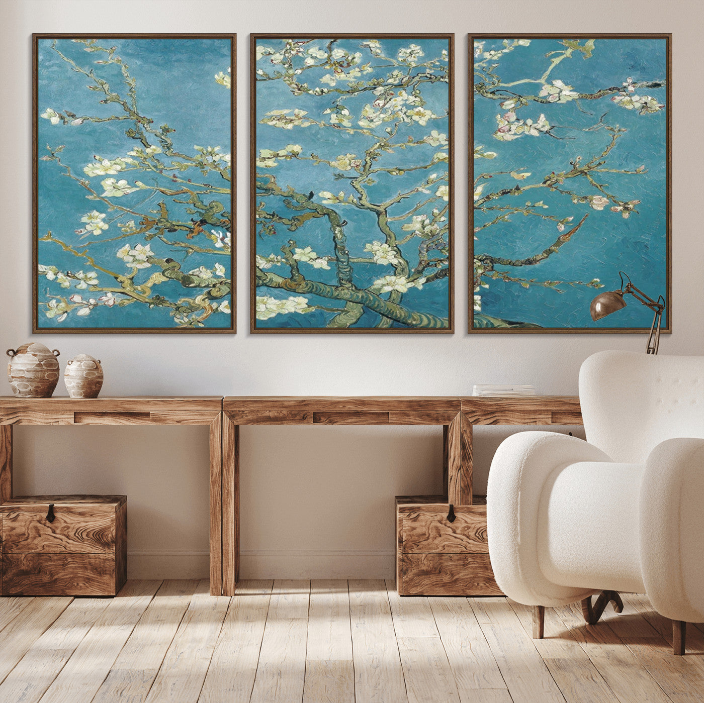 65607-MGV-CV-36X24-Almond Blossom Wall Art – Van Gogh Blue Floral Canvas Print, Elegant Impressionist Painting Decor for Living Room, Bedroom or