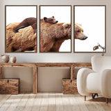 76943-MGV-CV-36X24-Mom Bear Wall Art Canvas Print, Framed Bear Photography Art Picture Print, Rustic Bear and Cub Perfect Rustic Farmhouse Decor