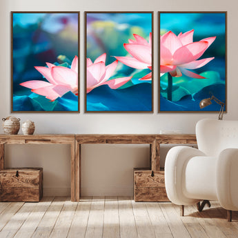 32559-MGV-CV-36X24-Lotus Flower Wall Art – Pink Water Lily Canvas Print, Tranquil Nature Decor for Living Room, Bedroom or Meditation Space