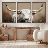 61423-MGV-CV-36X24-Longhorn Bull Wall Art – Rustic Western Texas Steer Canvas Print, Cowboy Farmhouse Decor for Living Room, Bedroom, Office or Ranch