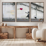 50559-MGV-CV-36X24-Banksy Girl with Balloon Wall Art – Famous Street Graffiti Canvas Print, Modern Urban Artwork for Living Room, Bedroom or Office