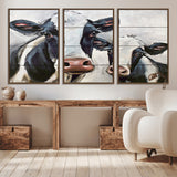28934-MGV-CV-36X24-Farmhouse Cow Wall Art – Rustic Black and White Dairy Cattle Canvas Print, Country Barn Animal Painting for Kitchen, Living Room