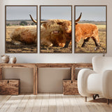 53461-MGV-CV-36X24-Highland Cow Family Wall Art – Rustic Farmhouse Animal Canvas Print, Country Decor for Living Room, Bedroom or Office, Calf and