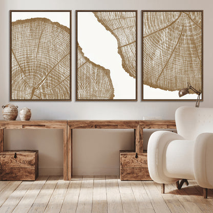 99692-MGV-CV-36X24-Tree Ring Linocut Wall Art Canvas Print, Framed Wood Cut Art Picture Print, Tree Rings Perfect Minimalist Rustic Decor Artwork