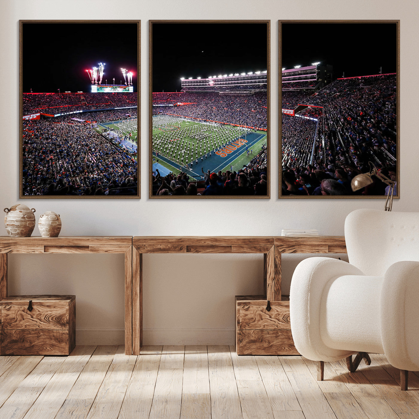 46899-MGV-CV-36X24-Ben Hill Griffin Stadium Wall Art Canvas Print, Framed Football Stadium Art Picture Print, Florida Football Stadium Perfect Sport