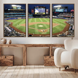 87666-MGV-CV-36X24-City Field Stadium Wall Art Canvas Print, Framed New York Stadium Art Picture Print, Citi Field Stadium Perfect Sport Room Decor